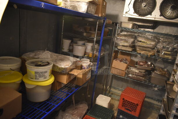 ALL ONE MONEY! Lot of 3 Shelving Units. Does Not Include Contents. BUYER MUST REMOVE: BUYER MUST DISMANTLE. PCI CANNOT DISMANTLE FOR SHIPPING. PLEASE CONSIDER FREIGHT CHARGES. (dish room) - Image 1 of 8
