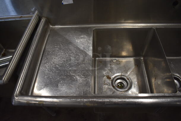 Stainless Steel 3 Bay Sink w/ Left Side Drainboard. 57x22x44.5. Bays 14x16x11. Drainboard 10x18x2 - Image 5 of 5