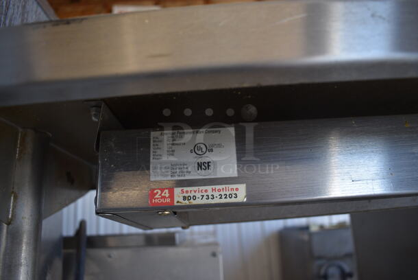 Stainless Steel Commercial Table w/ 2 APW Wyott FD-60 Warming Strip, 2 Over Shelves and Under Shelf. 73x24x66 - Image 4 of 5