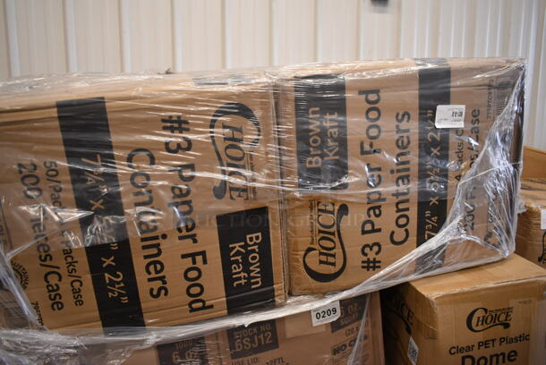 PALLET LOT of 27 BRAND NEW Boxes Including 3 Box 6SJ12 Dart 6SJ12 6 oz. White Customizable Foam Food Container - 1000/Case, 2 Box 500CC12 Choice Clear PET Customizable Plastic Cold Cup - 12 oz. - 1000/Case, 2 Box Choice #3 Paper Food Containers, 127P100C Choice 1 oz. Clear Plastic Souffle Cup / Portion Cup - 2500/Case, 500LDOMEW Choice 9 oz., 12 oz., 16 oz., 20 oz., 24 oz. Clear PET Dome Lid with 2" Hole - 1000/Case, CTR32BD Dart SafeSeal 32 oz. Plastic Tamper-Resistant, Tamper-Evident Bowl with Dome Lid - 150/Case. 27 Times Your Bid!  - Image 3 of 11
