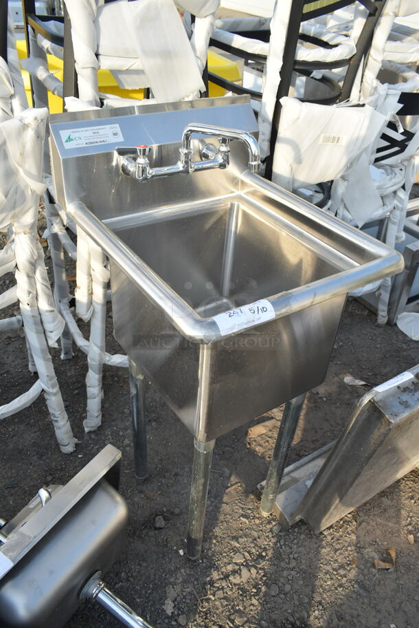 KCS KCSD316-1416-1 Stainless Steel Commercial Single Bay Sink w/ Faucet and Handles.  - Image 1 of 6