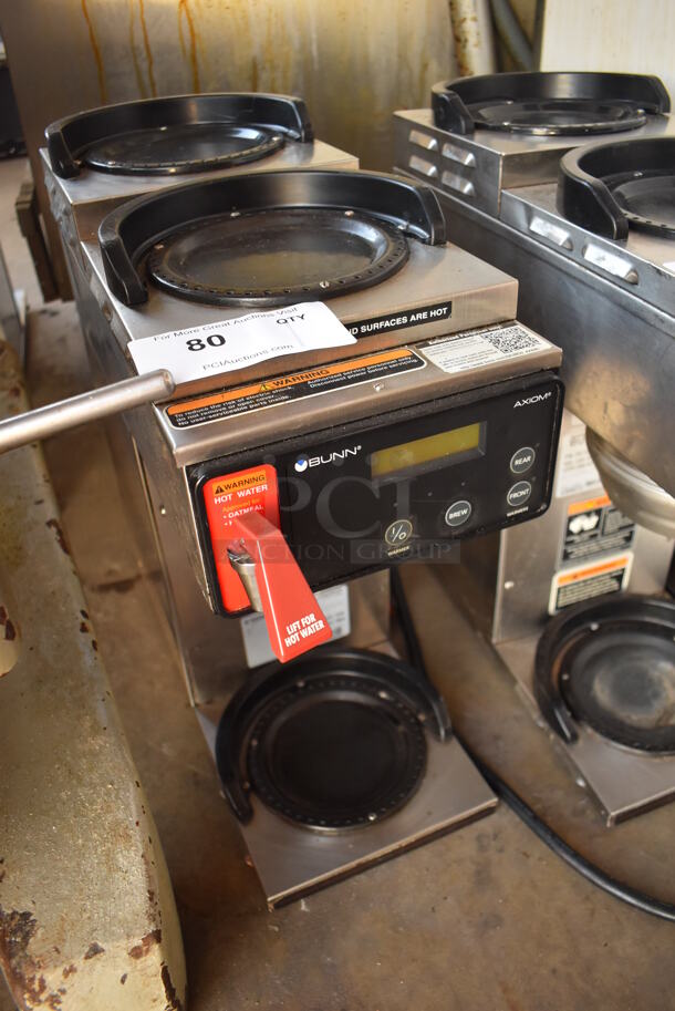 2013 Bunn AXIOM-3 Stainless Steel Commercial Countertop 3 Burner Coffee Machine w/ Hot Water Dispenser and Metal Brew Basket. 120/208-240 Volts, 1 Phase. 8.5x21x21 - Image 3 of 6