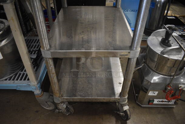 Stainless Steel Table w/ Back Splash and 2 Under Shelves on Commercial Casters. 24x30x37  - Image 4 of 4