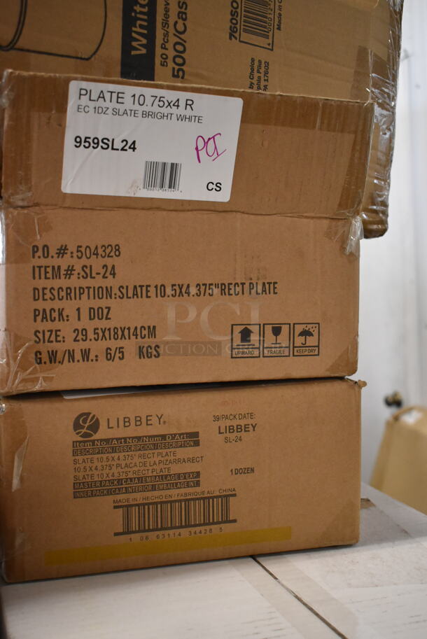 PALLET LOT of 25 BRAND NEW Boxes Including 2 Box 760SOUP6WB Choice 6 oz. White Double Poly-Coated Paper Food Cup - 1000/Case, 50010W Choice 10 oz. White Poly Paper Hot Cup - 1000/Case, 760SOUP32WB Choice 32 oz. White Double Poly-Coated Paper Food Cup - 500/Case, Choice Utility Roll Bags, 3 Box 5002TPJSELCM Lavex Select Compact Jumbo Jr. 550' 2-Ply Toilet Tissue Roll with 7" Diameter - 12/Case, 500LFLAT Choice 9, 12, 16, 20, and 24 oz. Clear Flat Lid with Straw Slot - 50/Pack, 109CARTBLGBK Choice Black Utility / Bussing Cart with Three Shelves - 42" x 20", SRKD-3 Speed Rail, 5008W Choice 8 oz. Tall White Poly Paper Hot Cup - 1000/Case, 3 Box 959SL24 Libbey SL-24 Slate 10 1/2" x 4 3/8" Ultra Bright White Wide Rim Rectangular Porcelain Plate - 12/Case, 2 Box Lavex Jumbo Toilet Paper, 3 Box 347TCL5 Choice 5 oz. Clear Disposable Plastic Tumbler - 500/Case, 966TALLFLDB Choice White Tall-Fold 6" x 13" Dispenser Napkin - 8000/Case 25 Times Your Bid! - Image 11 of 12
