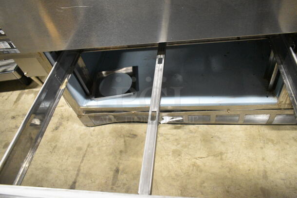 Delfield UCD4464N-12-DD5 Stainless Steel Commercial Sandwich Salad Prep Table Bain Marie Mega Top w/ 4 Drawers on Commercial Casters. 115 Volts, 1 Phase. Tested and Does Not Power on  - Image 8 of 10