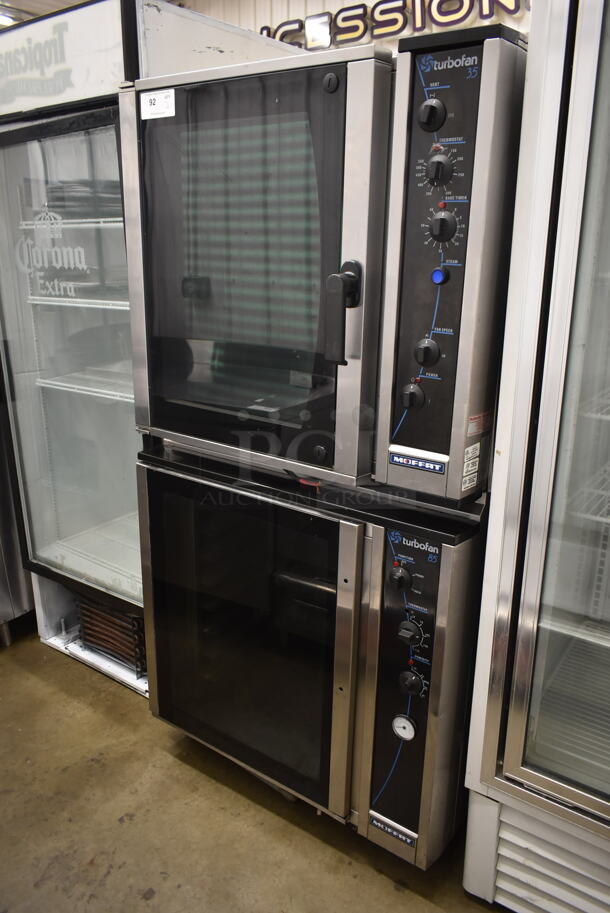 2 Moffat Turbofan E35-26-P261 Stainless Steel Commercial Electric Powered Full Size Oven w/ View Through Door and Metal Oven Racks. 208 Volts, 1 Phase. 2 Times Your Bid! - Image 1 of 7