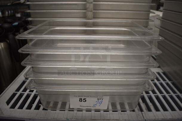 ALL ONE MONEY! Lot of 29 Clear Poly 1/2 Size Drop In Bins. 1/2x4  - Image 1 of 3
