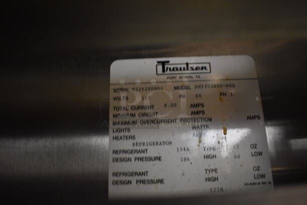 Traulsen RHT132WUT-HHS Stainless Steel Commercial 2 Half Size Door Reach In Cooler. 115 Volts, 1 Phase. 30x35x83. Tested and Does Not Power On - Image 5 of 6