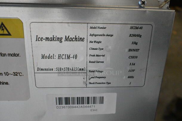 BRAND NEW SCRATCH AND DENT! Hoocoo HCIM-40 Stainless Steel Commercial Undercounter Self Contained Ice Machine. 115 Volts, 1 Phase. - Image 7 of 7