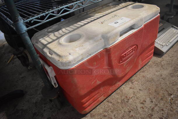Coleman Red and White Poly Portable Cooler. 26x16x15 - Image 3 of 4