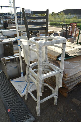 2 BRAND NEW SCRATCH AND DENT! Lancaster Table & Seating Black Metal Bar Height Chair. 2 Times Your Bid!