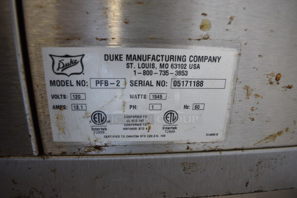 2 Duke PFB-2 Stainless Steel Commercial Electric Powered Proofer w/ View Through Doors and Thermostatic Controls on Commercial Casters. 120 Volts, 1 Phase. 38x38x76. 2 Times Your Bid! - Image 4 of 9