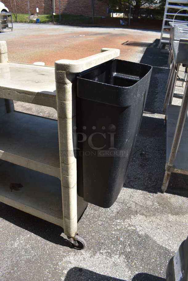 Tan Poly 3 Tier Cart w/ 2 Push Handles on Commercial Casters. 38x18x37 - Image 2 of 4
