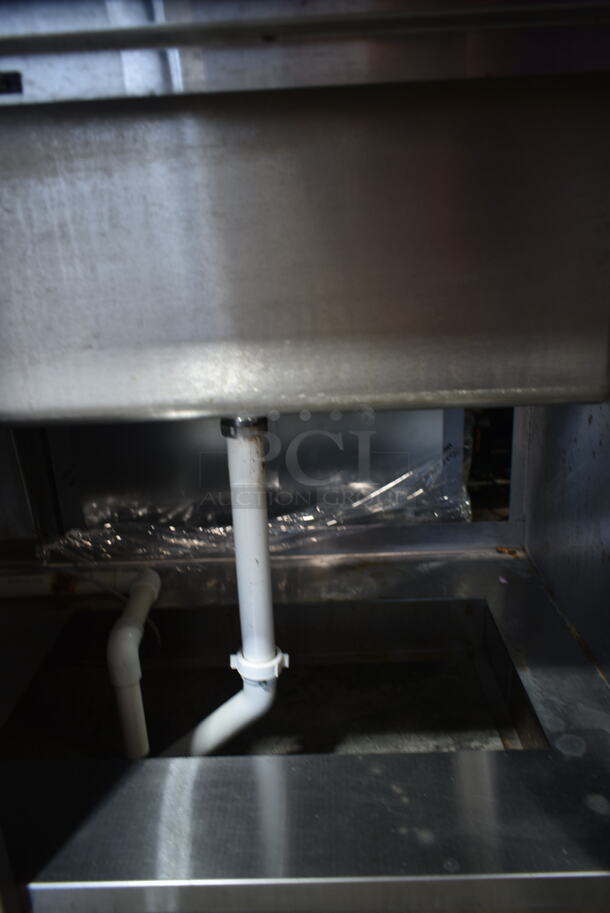 Stainless Steel Commercial Counter w/ Sink Bay, Spray Nozzle Attachment and 2 Wood Pattern Doors. - Image 5 of 6