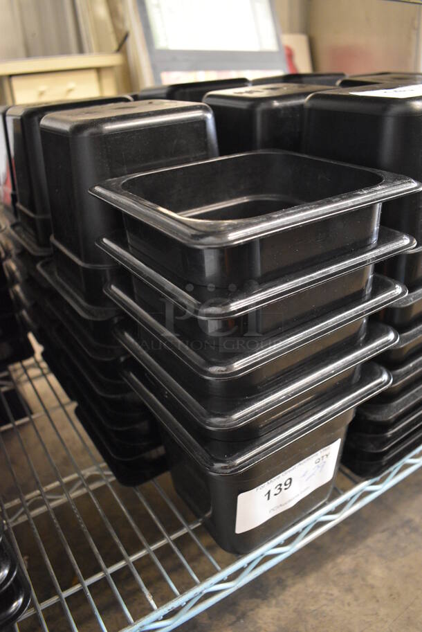 ALL ONE MONEY! Lot of 24 Cambro Black Poly 1/6 Size Drop In Bins! 1/6x6 - Image 2 of 3
