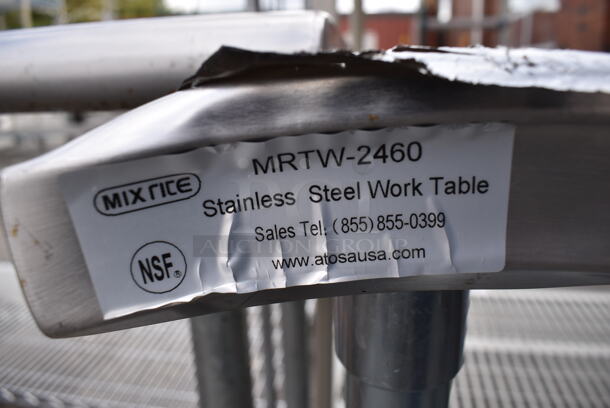 Mix Rite MRTW-2460 Stainless Steel Table w/ Under Shelf. 60x24x34 - Image 5 of 6