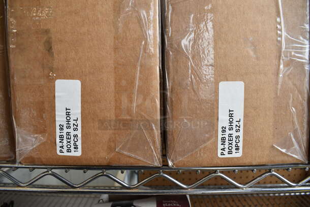 ALL ONE MONEY! Lot of 11 Boxes of Large Pink, Gray, White Striped Boxer Shorts - Image 3 of 4