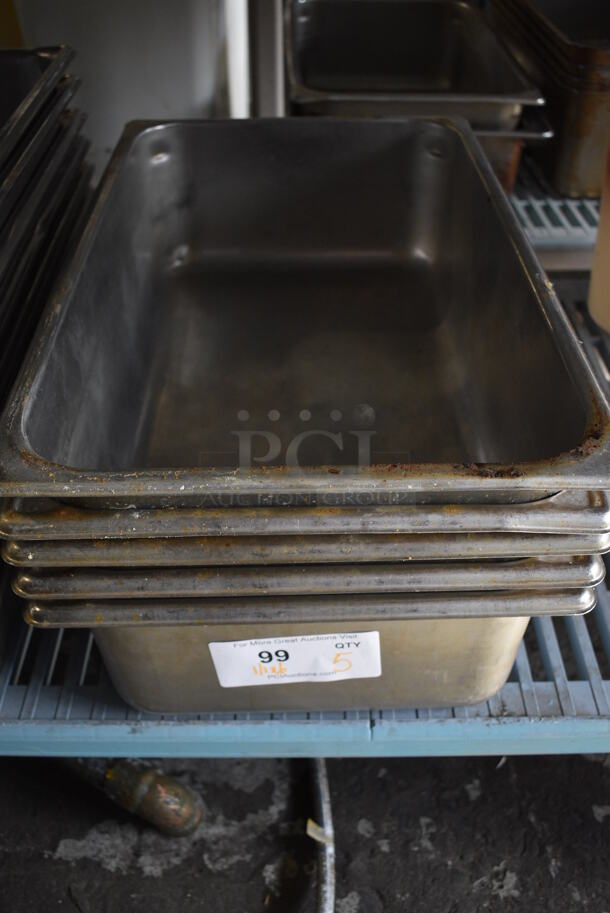 5 Stainless Steel Full Size Drop In Bins. 1/1x6. 5 Times Your Bid!