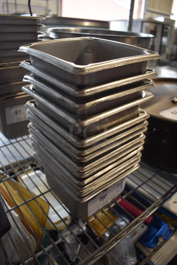 13 Stainless Steel 1/6 Size Drop In Bins. 1/6x4. 13 Times Your Bid! - Image 2 of 3