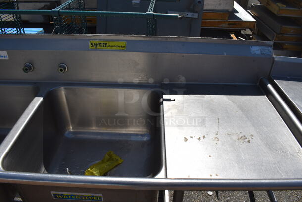 Stainless Steel Commercial 3 Bay Sink w/ Dual Drainboards, Faucet and Handles. 126x31x44. Bays 24x24x14. Drainboards 22x27x2 - Image 3 of 6