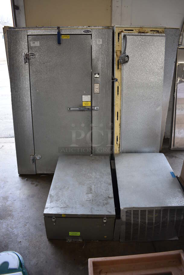 6'x6'x6.5' Norlake SELF CONTAINED Walk In Freezer Box w/ Floor, Norlake Model CPF075DC-A Condenser and Copeland Model RST80C1E-PFV-959 Compressor. 208/230 Volts, 1 Phase. 
