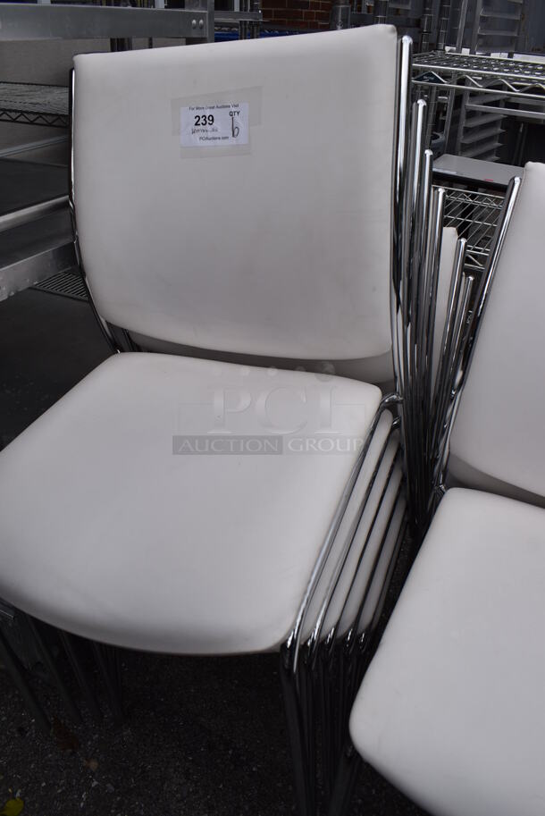 6 White Dining Height Chairs on Chrome Finish Frame. 20x20x35. 6 Times Your Bid! - Image 2 of 3