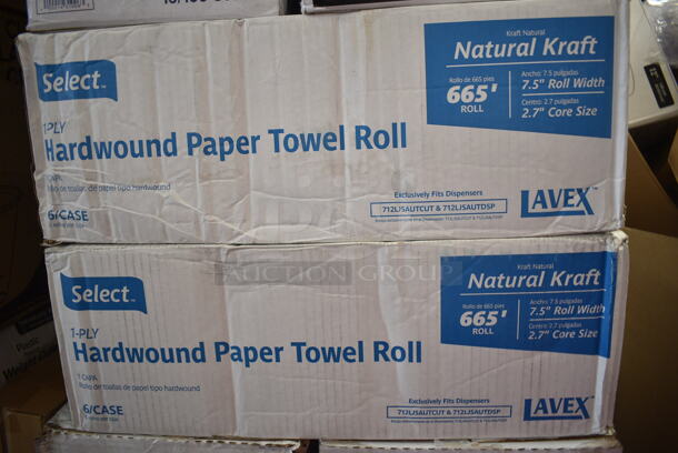PALLET LOT of 45 BRAND NEW Boxes Including 5002386022BLK Lavex 55-60 Gallon 22 Micron 38" x 60" High Density Black Janitorial Can Liner / Trash Bag - 150/Case, 394365L Noble Products Powder-Free Disposable Clear Vinyl Gloves for Foodservice - Large - 1000/Case, 2 Box 130BSPOON Choice Medium Weight Black Plastic Teaspoon - 1000/Case, 394325L Noble NexGen Powder-Free Disposable Blue Hybrid 3 Mil Thick Gloves - 1000/Case, 5002CPTE Lavex 2-Ply White Center Pull Paper Towel 510' Roll - 6/Case, 612558HD Choice 8" Round Heavy Weight Foil Take-Out Pan - 500/Case, 3 Box Lavex Hardwound 665' Rolls, 128HD32COMBO ChoiceHD 32 oz. Microwavable Translucent Plastic Deli Container and Lid Combo Pack - 240/Case, 2 Box 346WKFSNSPM Choice White Medium Weight Wrapped Plastic Cutlery Pack with Napkin and Salt / Pepper Packets - 500/Case, 500CC12 Choice Clear PET Customizable Plastic Cold Cup - 12 oz. - 1000/Case, Tellus Round Domed Lids, 407PZS12BULK Choice Bulk 12" Aluminum Pizza Screen - 24/Case, 130LID16 Visions 16" Clear PET Plastic Round Catering Tray High Dome Lid - 25/Case. 45 Times Your Bid!  - Image 11 of 12