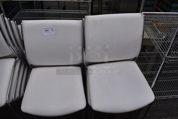 9 White Dining Height Chairs on Chrome Finish Frame. 20x20x35. 9 Times Your Bid! - Image 2 of 4