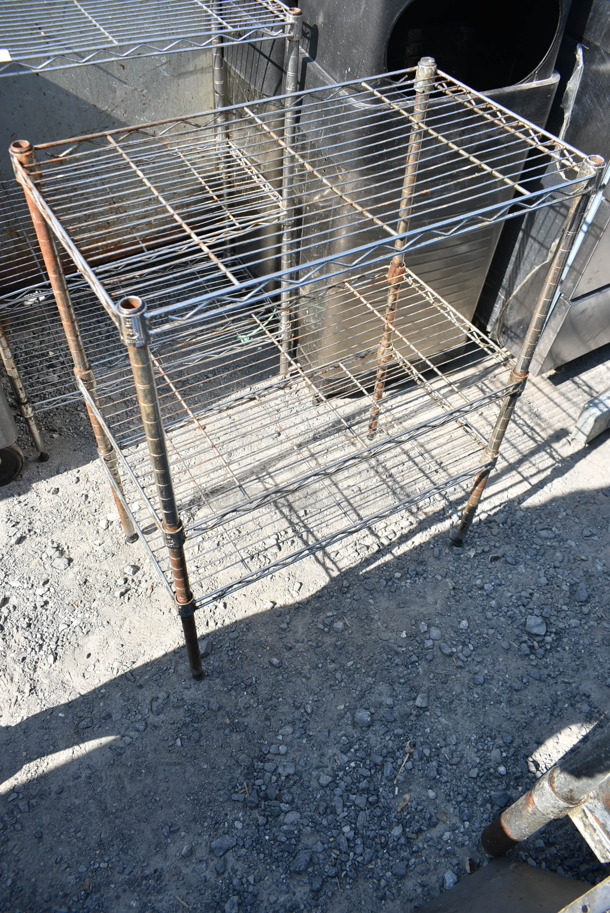 2 Chrome Finish 3 Tier Wire Shelving Unit. 2 Times Your Bid! BUYER MUST DISMANTLE. PCI CANNOT DISMANTLE FOR SHIPPING. PLEASE CONSIDER FREIGHT CHARGES. - Image 2 of 5