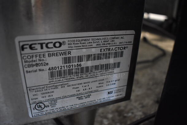 Fetco CBS-2052e Stainless Steel Commercial Countertop Coffee Machine. 120/208-240 Volts, 1 Phase. 22x20x37 - Image 7 of 7