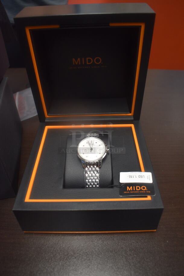 BRAND NEW IN BOX! Mido Rain Flower Silver Ladies Watch