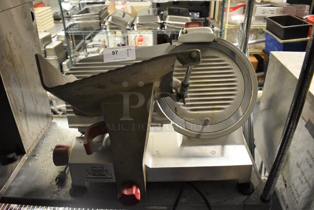 Berkel 827A Stainless Steel Commercial Countertop Meat Slicer w/ Blade Sharpener. 115 Volts, 1 Phase. 24x19x18. Item Was in Working Condition on Last Day of Business. (kitchen) - Image 1 of 6