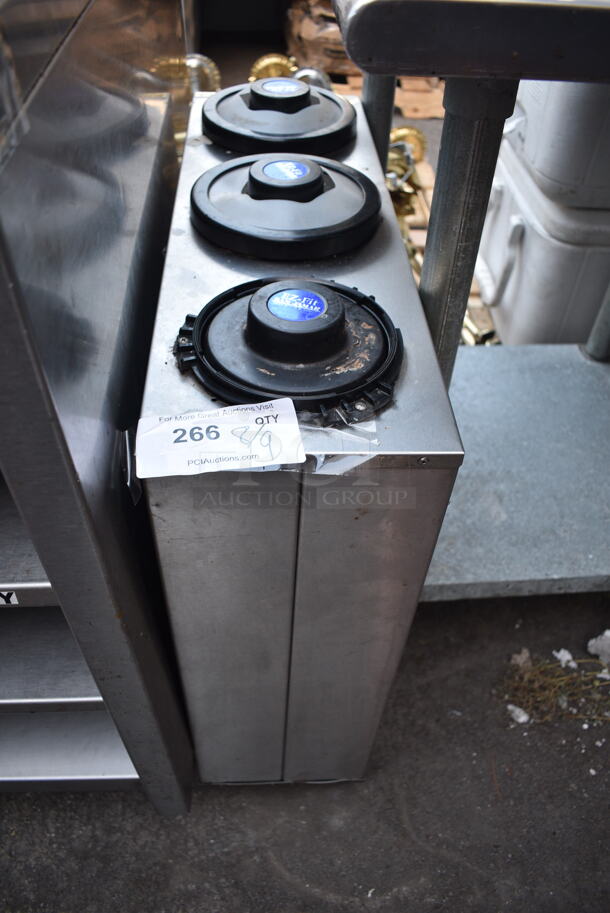 San Jamar Stainless Steel 3 Well Cup Dispenser.  - Image 1 of 3