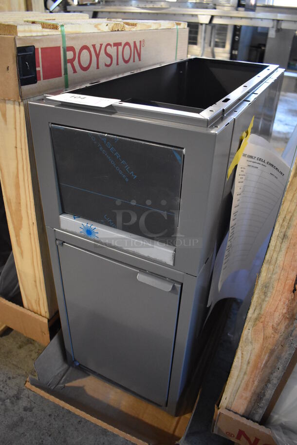 BRAND NEW IN CRATE! Royston Gray Metal Cabinet. 12x29x27 - Image 2 of 5