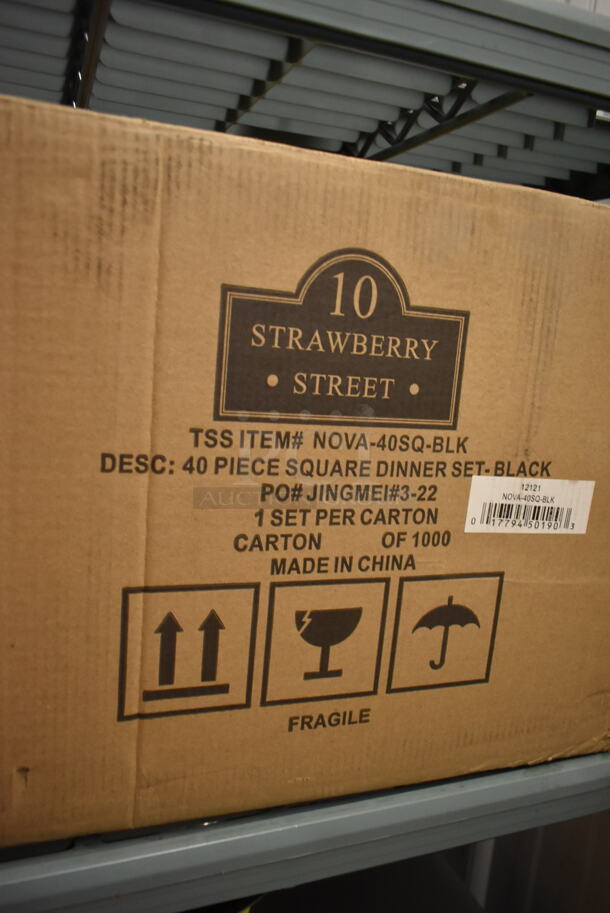 BRAND NEW SCRATCH AND DENT! Strawberry Street NOVA-40SQ-BLK 40 Piece Stoneware Dinnerware Set - Image 2 of 2