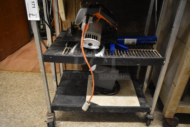 2 Poly 3 Tier Carts on Commercial Casters w/ Contents Including Hobart Scale. 2 Tines Your Bid! (hallway) - Image 4 of 6