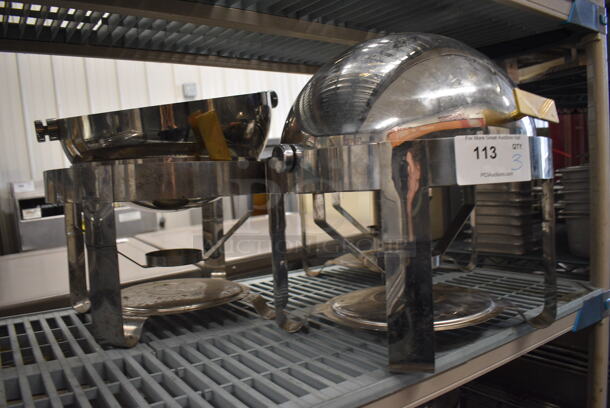 3 Metal Chafing Dish Frames w/ 3 Lids. No Drop Ins. 17x17x17. 3 Times Your Bid! - Image 4 of 4