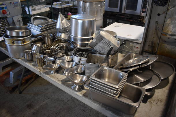 ALL ONE MONEY! Tabletop Lot of Various Metal Items Including Cylindrical Drop In Bins and Drop In Bins - Image 5 of 5