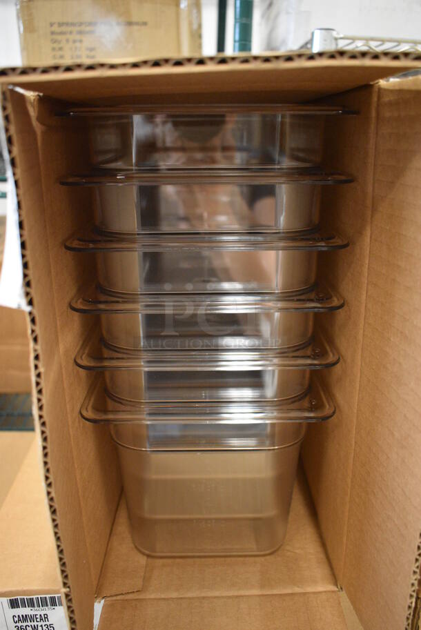 ALL ONE MONEY! Lot of 24 BRAND NEW IN BOX! Cambro Clear Poly 1/3 Size Drop In Bins. 1/3x6