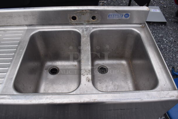 Stainless Steel Commercial 2 Bay Sink w/ Left Side Drain Board. 48x19x32. Bays 10x14x10. Drain Board 16x23x1 - Image 4 of 6