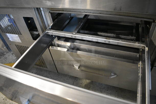 Randell Stainless Steel Commercial Sandwich Salad Prep Table Bain Marie w/ 4 Drawers on Commercial Casters. 72x34x48. Tested and Working! - Image 6 of 6