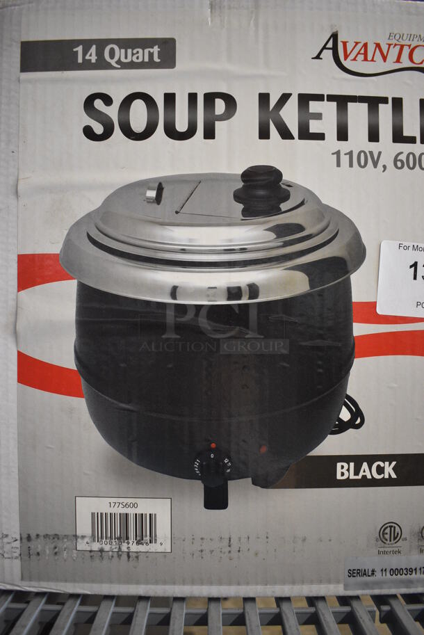 BRAND NEW IN BOX! Avantco Model 177S600 Stainless Steel Commercial Countertop Soup Kettle Food Warmer. 110 Volts, 1 Phase. 13x13x13