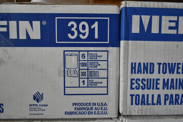 PALLET LOT of 24 Boxes of 6 BRAND NEW! Merfin 391 1-Ply 1000' White Center Pull Paper Towel Roll. 24 Times Your Bid! - Image 4 of 5