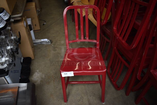 4 Red Metal Dining Chairs. 16x17x34. 4 Times Your Bid!