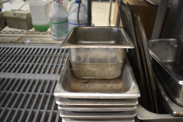 ALL ONE MONEY! Lot of 12 Various Stainless Steel Drop In Bins and 3 Third Size Drop In Bin Lids! Includes 1/2 Size, 1/3 Size and 1/4 Size. - Image 4 of 5