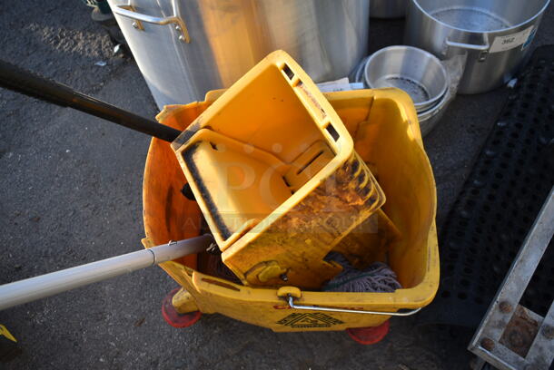 ALL ONE MONEY! Lot of Yellow Poly Mop Bucket, Black Anti Fatigue Floor Mat and Metal Dolly - Image 4 of 5