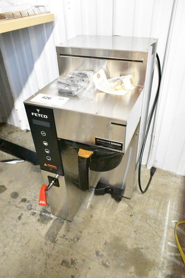 BRAND NEW SCRATCH AND DENT! Fetco CBS-1231 Stainless Steel Plus Series Single Automatic Digital Coffee Brewer With Plastic Brew Basket and Hot Water Dispenser. 120 Volts, 1 Phase.  - Image 4 of 10