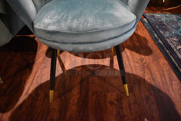 4 Blue Chairs on Metal Legs. 27x24x30. 4 Times Your Bid! (lounge) - Image 4 of 4