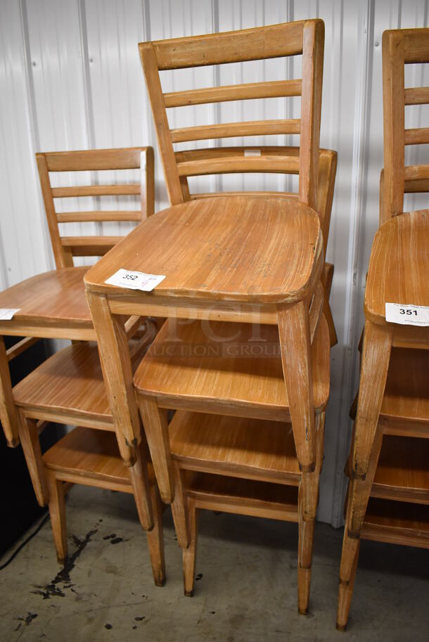 4 Wood Pattern Dining Chairs w/ Ladder Back Seats. 16x18x31. 4 Times Your Bid! - Image 5 of 6