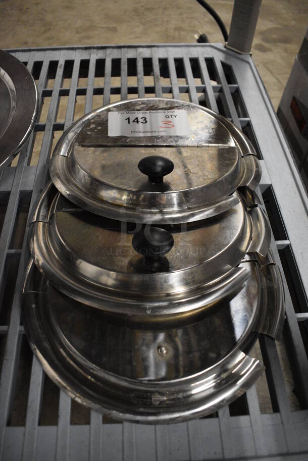 3 Stainless Steel Round Center Hinge Lids. 10x10x1. 3 Times Your Bid!